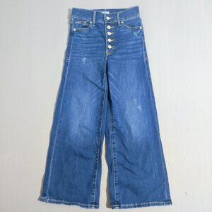 Tommy Hilfiger Jeans women's sz 0/W25 denim blue wide leg crop factorydistressed